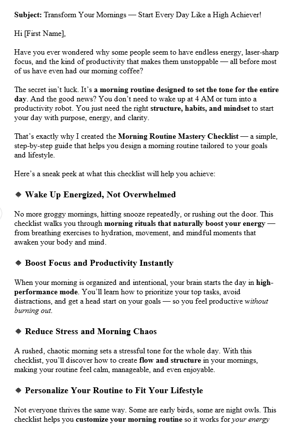 Personal Growth and Lifestyle PLR Autoresponder Sample