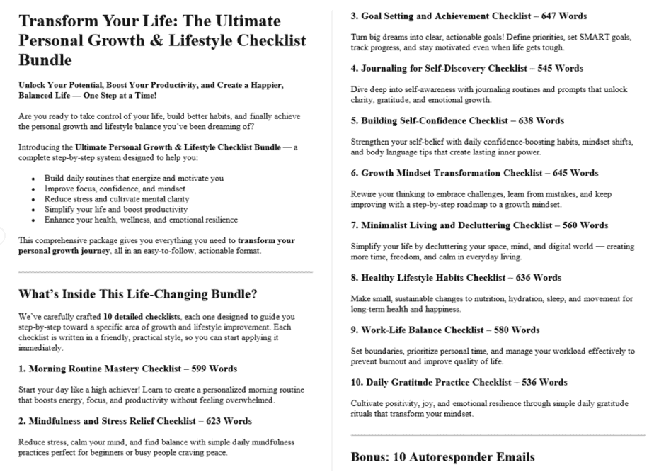 Personal Growth and Lifestyle PLR Salespage Sample