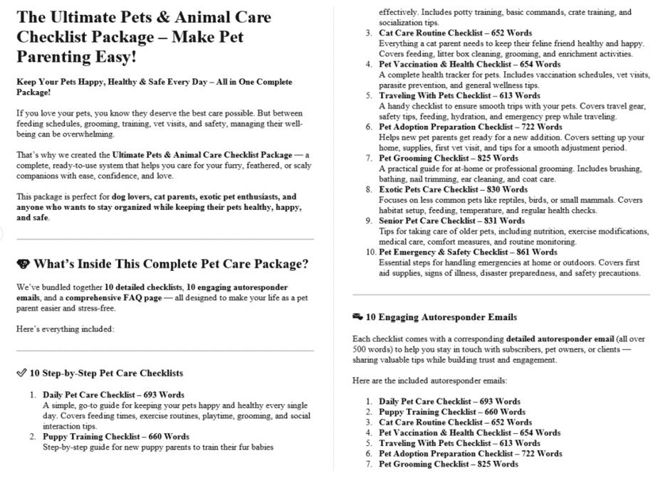 Pets and Animal Care PLR Salespage Sample