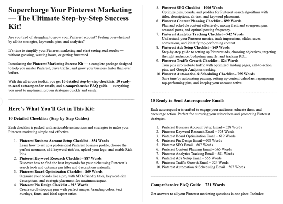 Pinterest Marketing PLR Salespage Sample