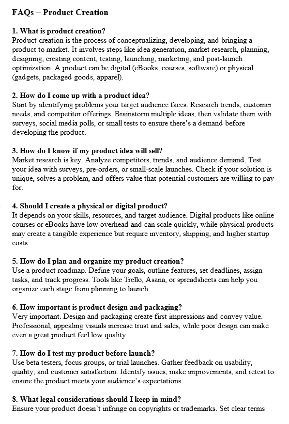 Product Creation PLR FAQ Sample