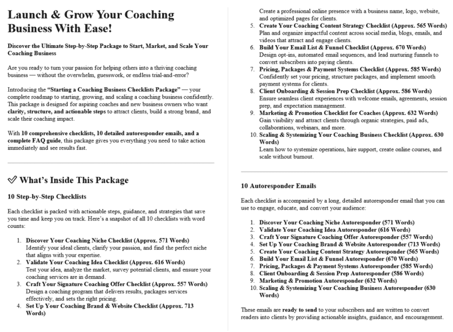 Starting a Coaching Business PLR Salespage Sample