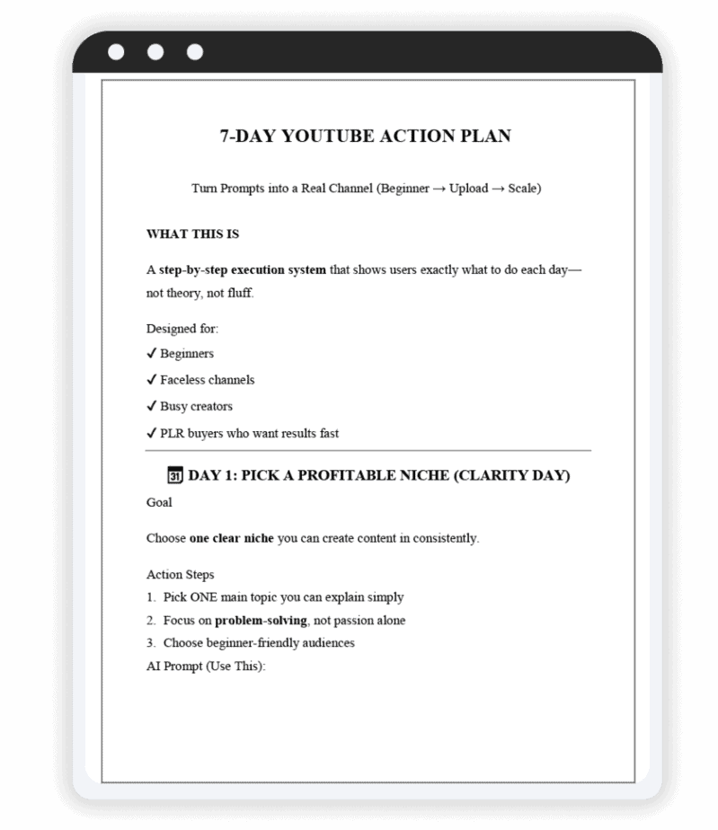 AI Prompts Goldmine 7 Day YouTube Action Plan