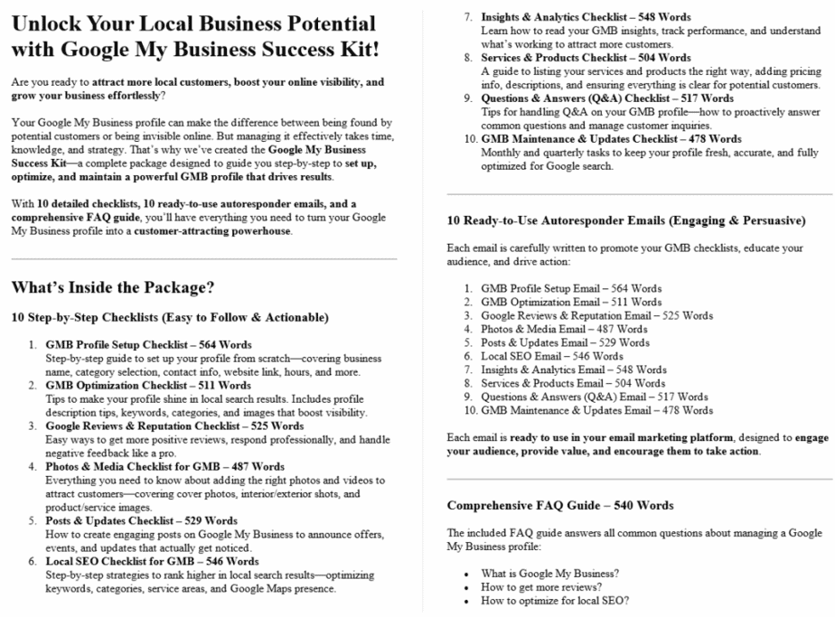 Google My Business PLR Salespage Sample