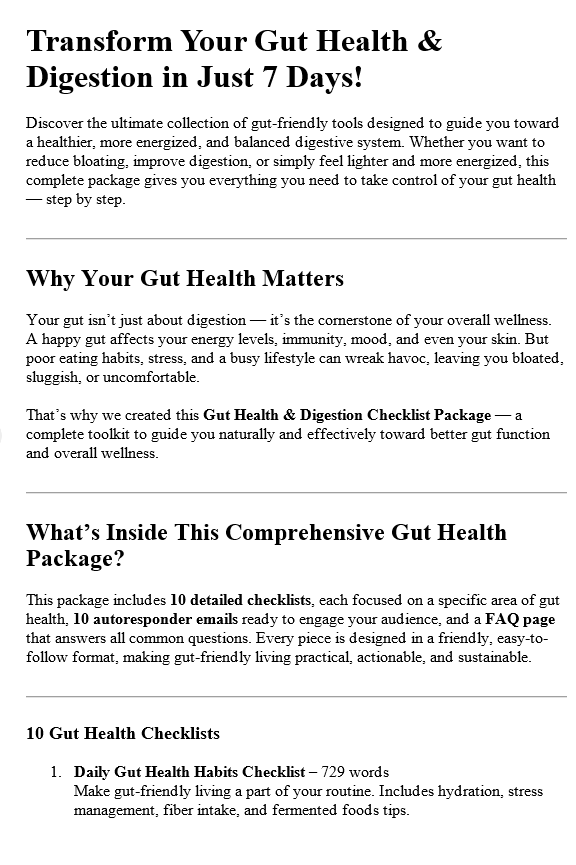 Gut Health & Digestion PLR Salespage Sample