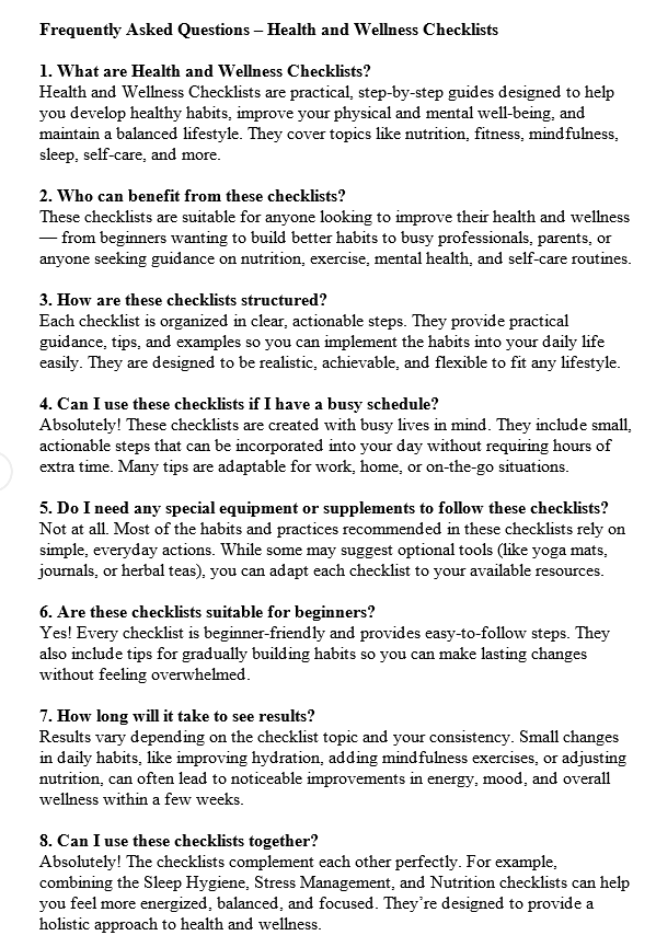 Health and Wellness PLR FAQ Sample