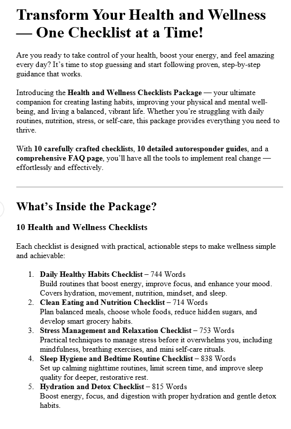 Health and Wellness PLR Salespage Sample