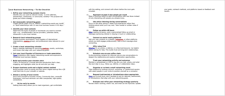 Local Business Networking Checklist