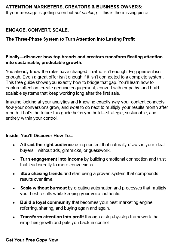 Engage Convert Scale PLR Lead Magnet Salescopy
