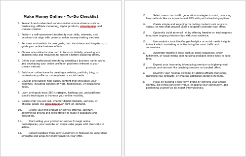 Make Money Online Checklist