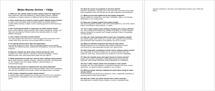 Make Money Online FAQs