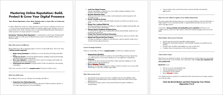 Mastering Online Reputation Salespage
