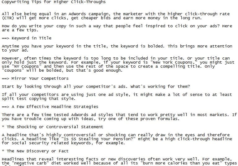 Adwords PLR Articles Sample