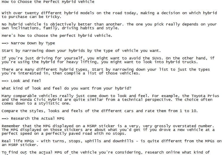 Cars & Environment PLR Articles Sample