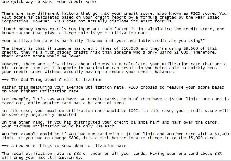 Credit PLR Articles Sample