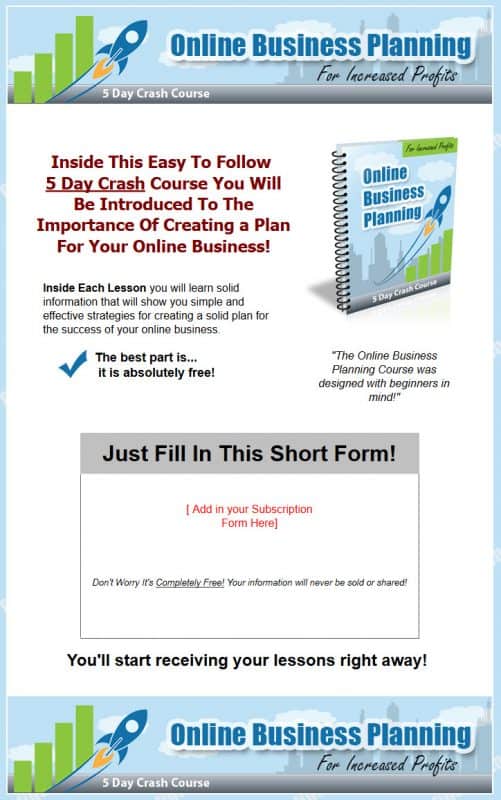 Online Business Planning PLR Autoresponder Series