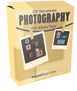 230 Unrestricted Photography PLR Articles Pack I