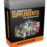 340 Unrestricted Supplements PLR Articles Pack