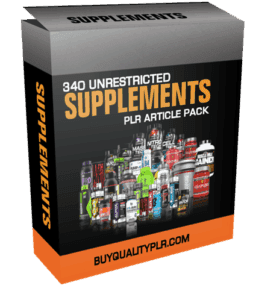 340 Unrestricted Supplements PLR Articles Pack
