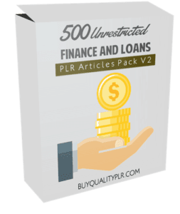 500 Unrestricted Finance and Loans PLR Articles Pack V2 | plr Articles
