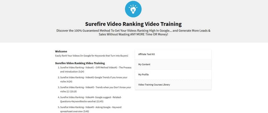Internet Marketers Education Video Coaching Library Course Page