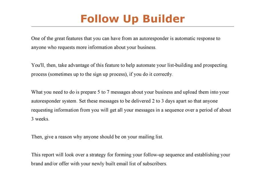 Follow Up Builder PLR List Building Toolkit