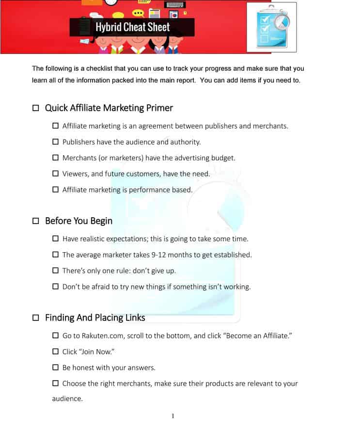 Rakuten Marketing PLR Cheatsheet