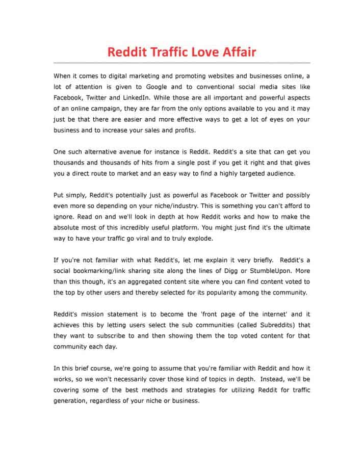 Reddit Traffic PLR Lead Magnet Toolkit | Reddit Marketing PLR Report