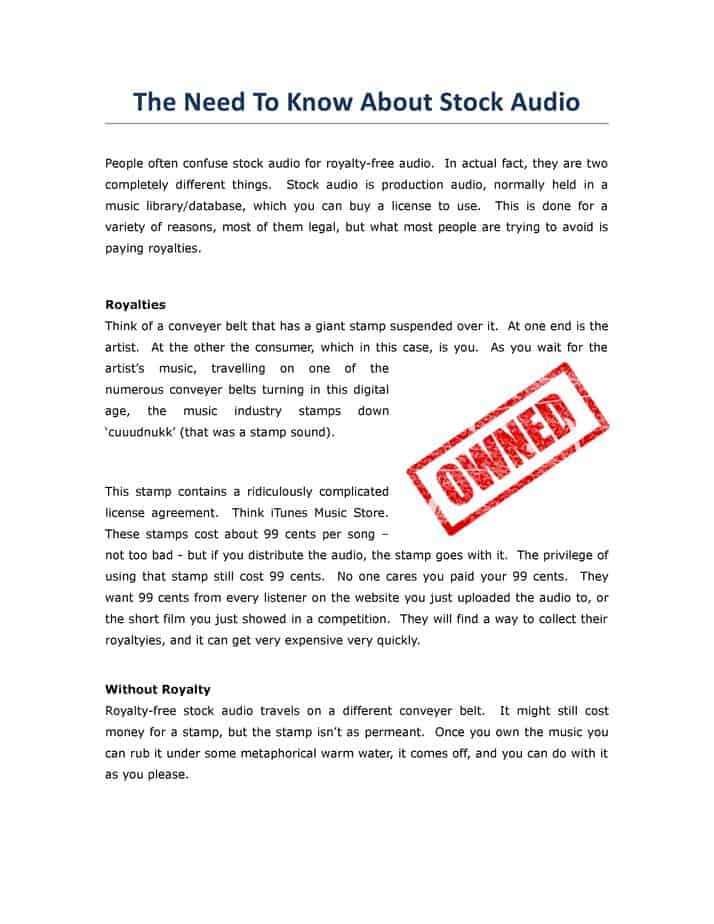 Stock Audio PLR Report