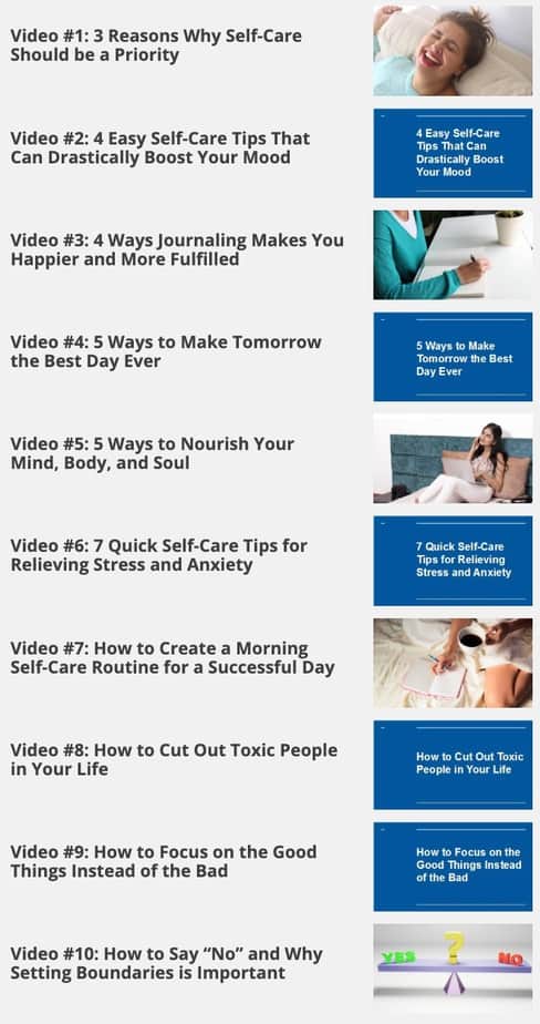 Happiness Through Self-Care Sales Funnel Master Resell Rights videos