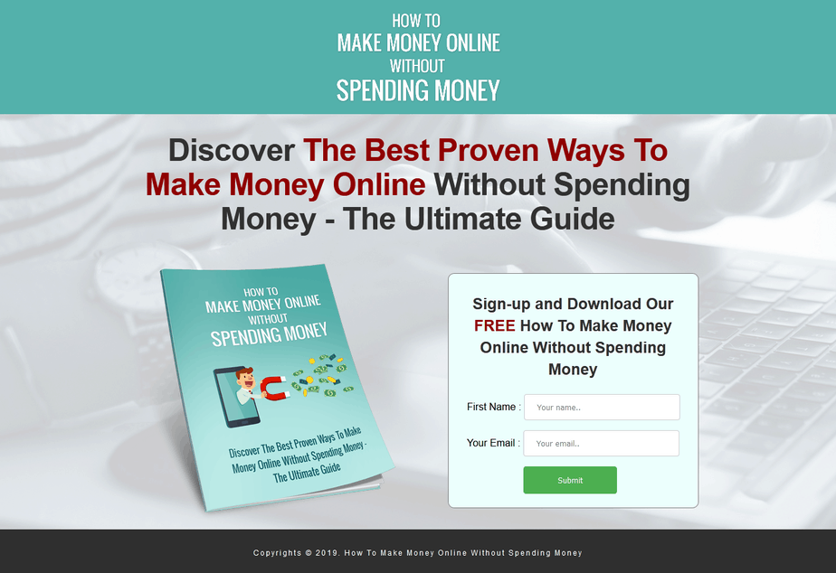 How To Make Money Online without Spending Money PLR Ebook and Squeeze Page