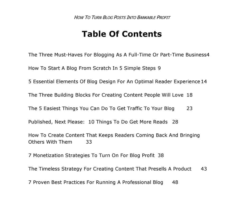 Profitable Posts Blogging PLR Coaching Course Table Of Contents