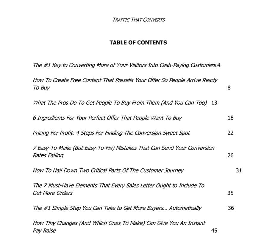 Traffic That Converts Coaching Course Table Of Contents