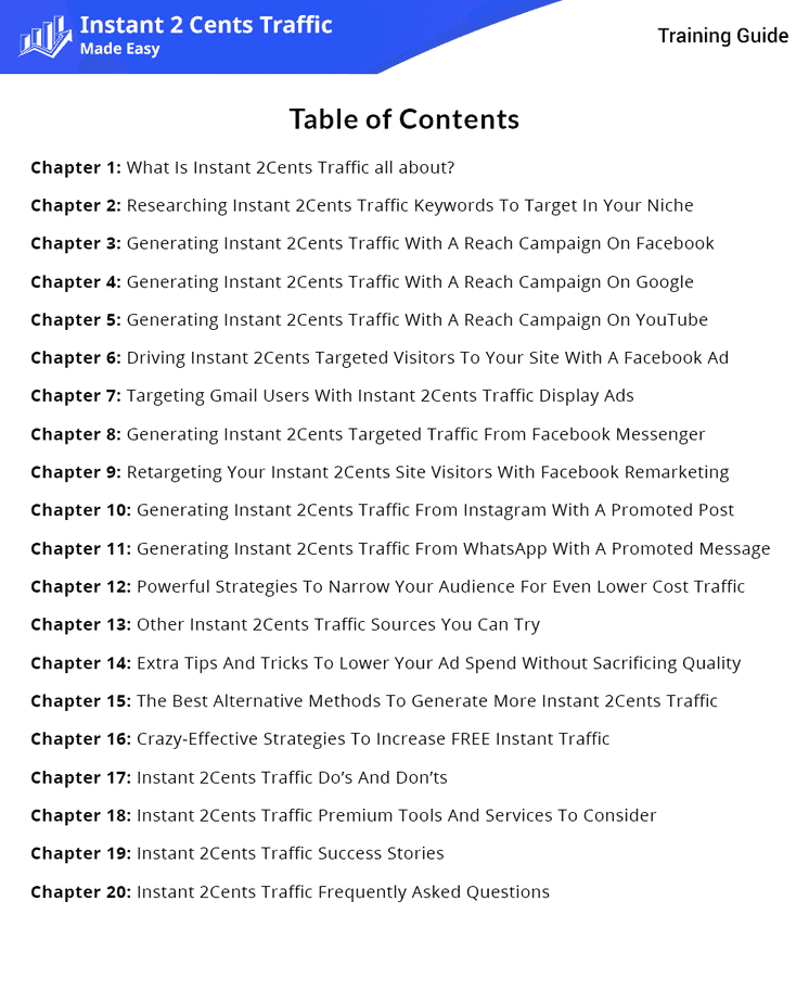 Instant 2Cents Traffic Table Content