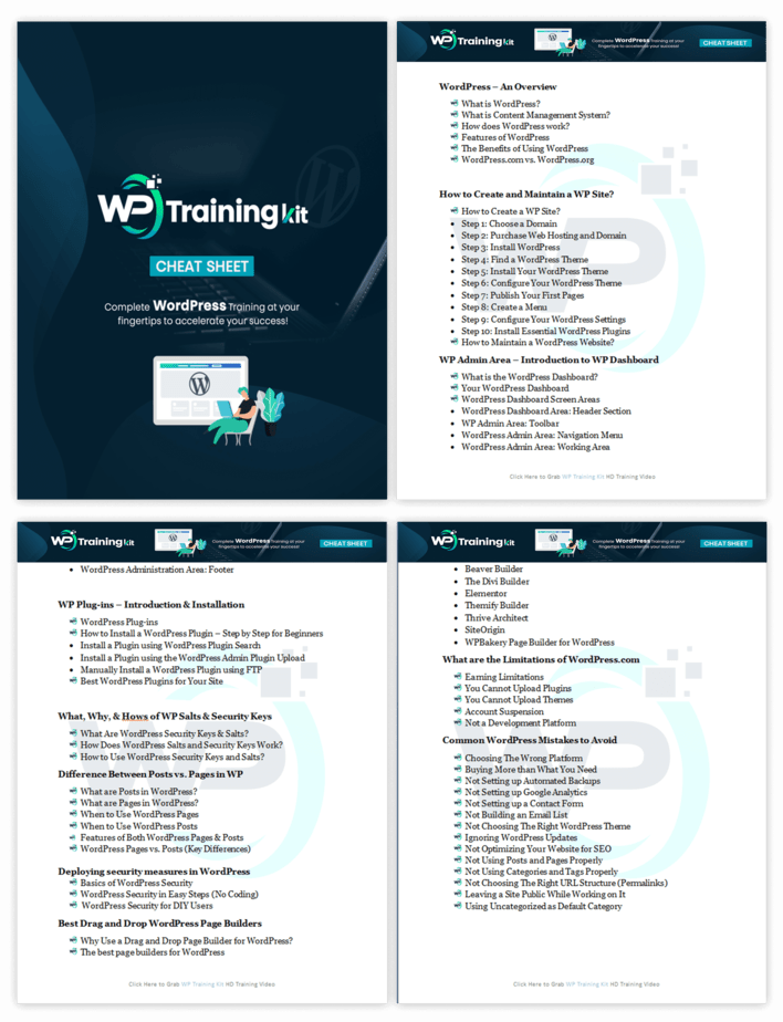 WP Training Kit Cheatsheet