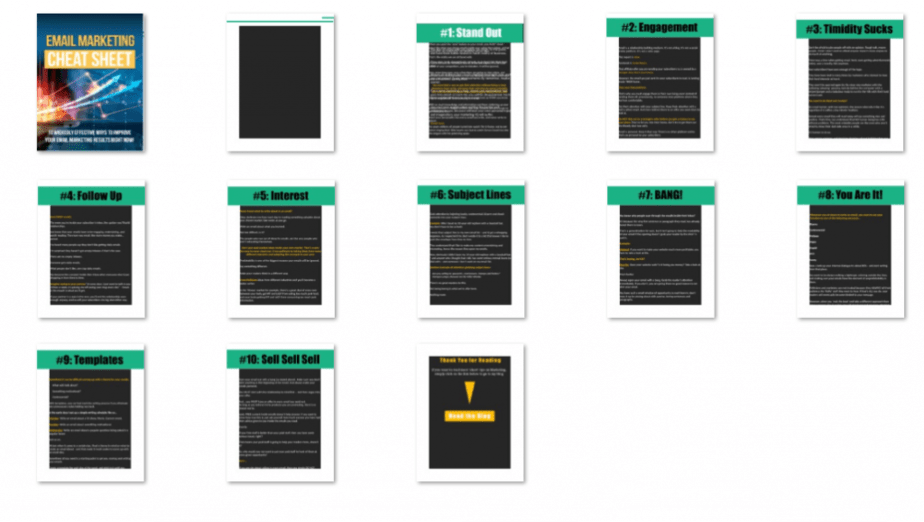 Email Marketing Cheat Sheet Screenshots of Product Email Marketing Cheat Sheet Screenshots of Product