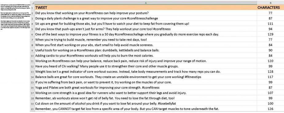 Core Fitness Premium PLR Social Tweets and Bylines