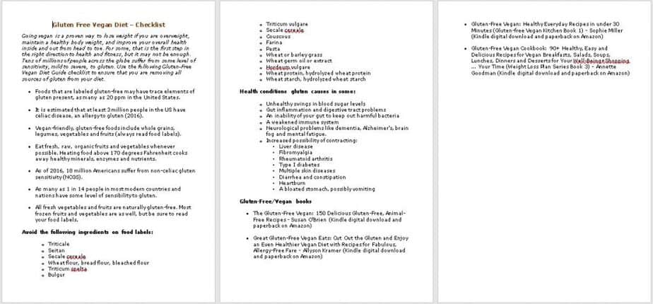Gluten Free Vegan Checklist