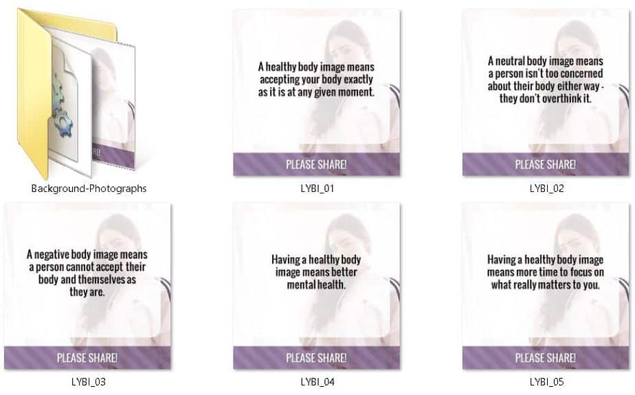 Healthy Body Image Premium PLR Social Graphics