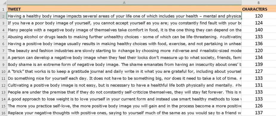 Healthy Body Image Premium PLR Tweets