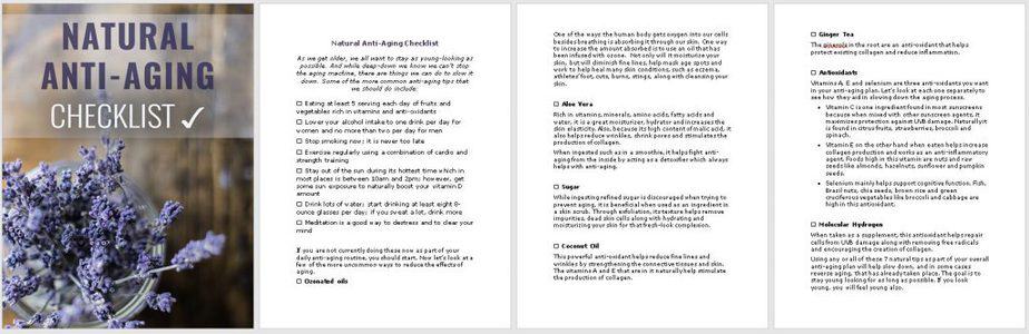 Natural Anti Aging Premium PLR Checklist Sneak Preview