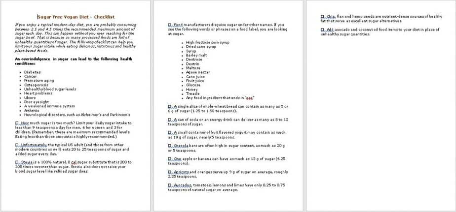 Sugar Free Vegan Checklist