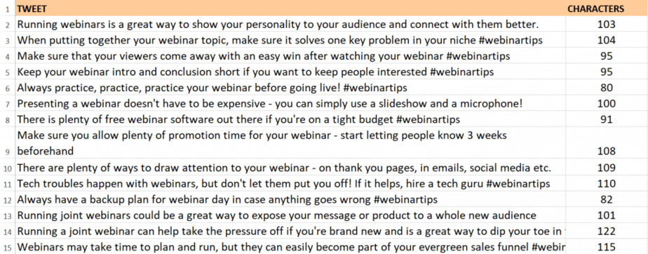 Webinar PLR Tweets