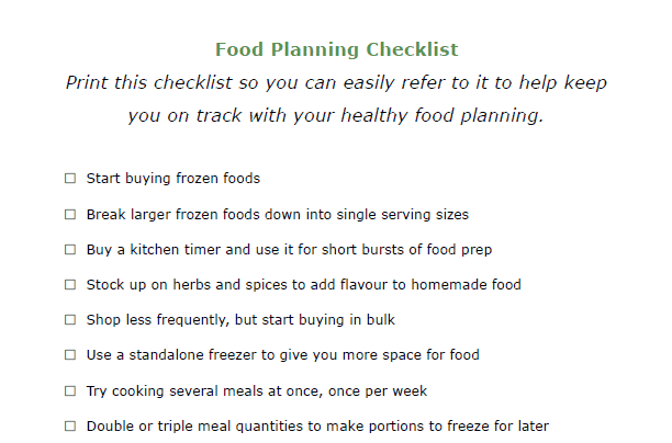 11 Food Planning Checklist Inside Look