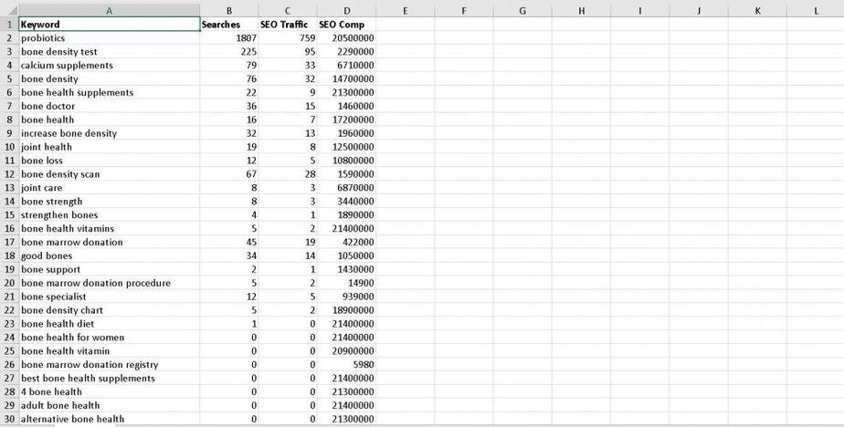 Healthy Bones Premium PLR Keyword Research