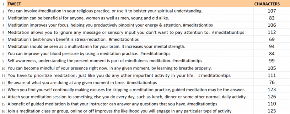 Meditation and Mindfulness PLR Tweets