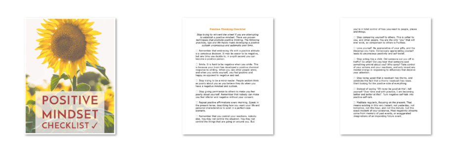 Positive Thinking PLR Checklist Inside Look Positive Thinking PLR Checklist Inside Look