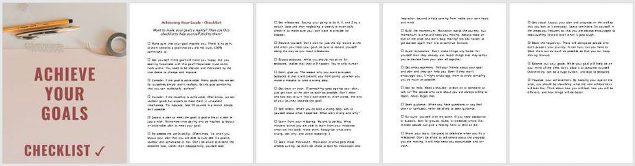 Achieve Your Goals Premium PLR Checklist Sneak Preview
