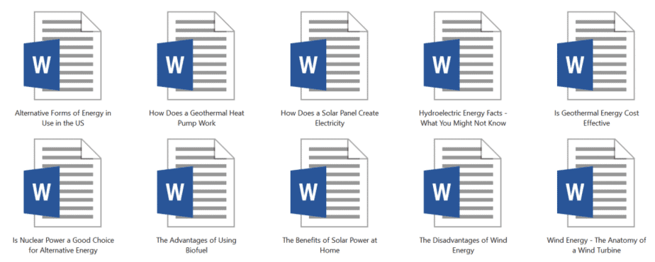 Alternative Energy Articles Sample Doc