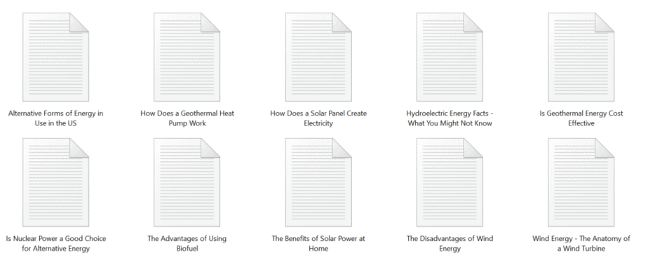 Alternative Energy Articles Sample text Alternative Energy Articles Sample text